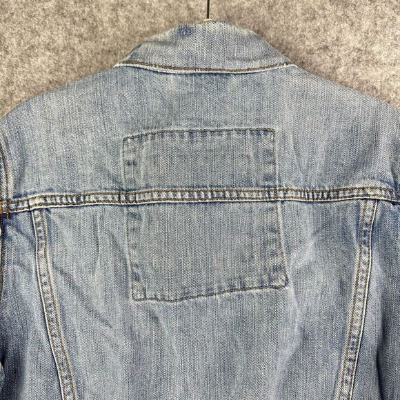 Hollister Trucker Jean Jacket Mens M Blue Distressed Denim Casual Western Y2K - Picture 11 of 16